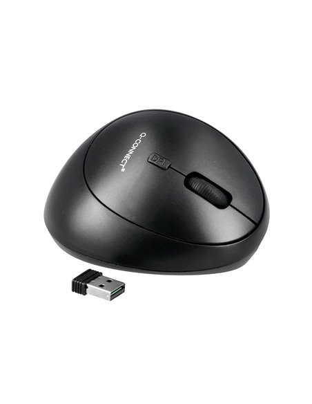 Souris q-connect optique sans fil ergonomique vertical dpi 800/1200/1600 piles aa coloris noir.