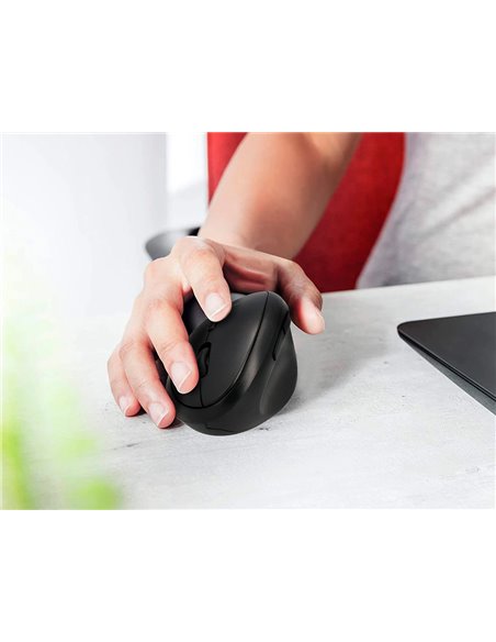 Souris q-connect optique sans fil ergonomique vertical dpi 800/1200/1600 piles aa coloris noir.