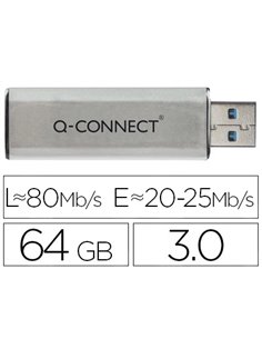 Clé usb q-connect 3.0 64gb lecture175mb/s écriture 60mb/s rétractable interface superspeed 3.0 compatible usb 2.0.
