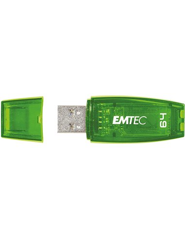Cle usb emtec 2.0 serie runners c410 color mix 64gb capuchon coloris vert transparent.