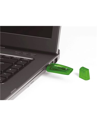 Cle usb emtec 2.0 serie runners c410 color mix 64gb capuchon coloris vert transparent.