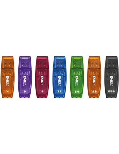 Cle usb emtec 2.0 serie runners c410 color mix 64gb capuchon coloris vert transparent.