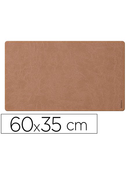 Sous-main rhodiarama souple simil cuir taupe velout 60x35 cm.