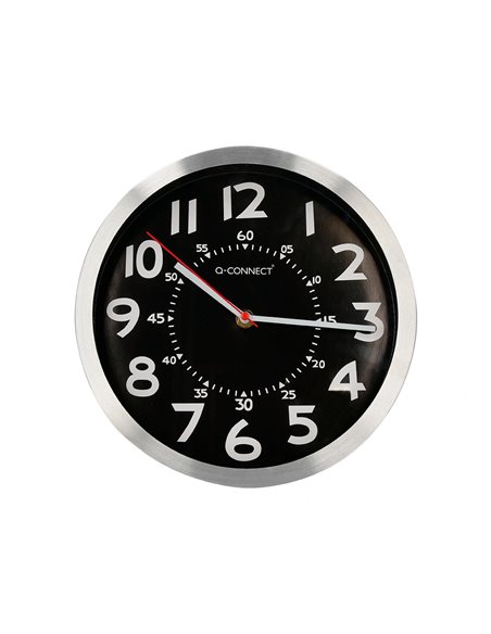 Horloge q-connect murale metallique mouvement silencieux diametre 25 cm coloris chrome.