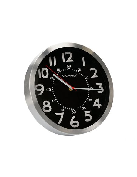 Horloge q-connect murale metallique mouvement silencieux diametre 25 cm coloris chrome.