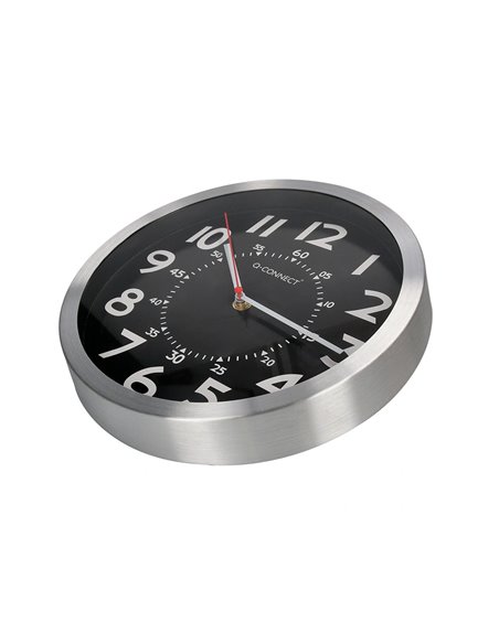 Horloge q-connect murale metallique mouvement silencieux diametre 25 cm coloris chrome.