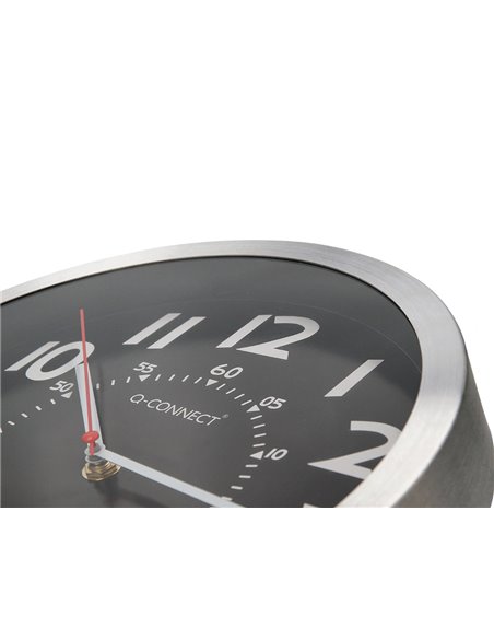 Horloge q-connect murale metallique mouvement silencieux diametre 25 cm coloris chrome.
