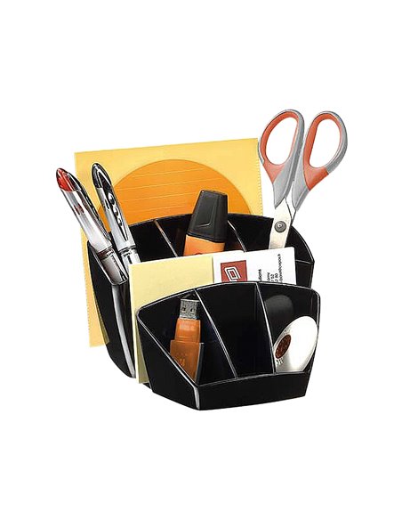 Pot multifonctions cep polystyrène antichoc brillant 8 compartiments 143x93x158mm coloris noir.