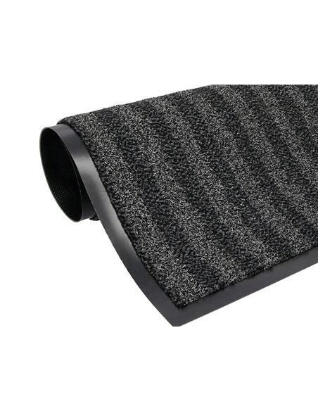 Tapis sol q-connect premium pour interieur antiderapant fibre polypropylene et feutre 60x40cm coloris gris.