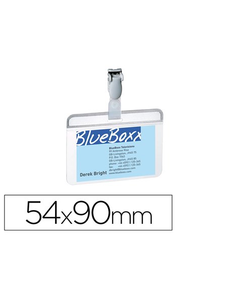 Porte-badge durable avec clip plastique pvc rigide parfait maintien insertion livre sans bristol 54x90mm boite 25 unites.