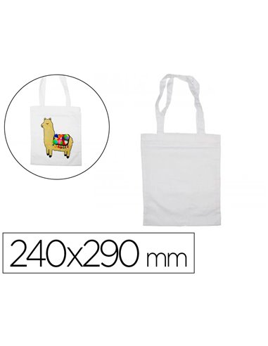 Petit sac shopping sodertex en coton 100grm2 240x290mm 12 pcs coloris blanc.