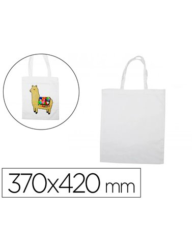 Sac shopping sodertex gret en coton 100grm2 370x420mm 12 pcs coloris blanc.