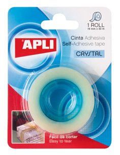 Ruban adhésif Apli Crystal - 19 mm x 33 m - Transparent et résistant