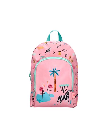 Sac a dos liderpapel baby safari motif zebre 330x100x250mm coloris rose.