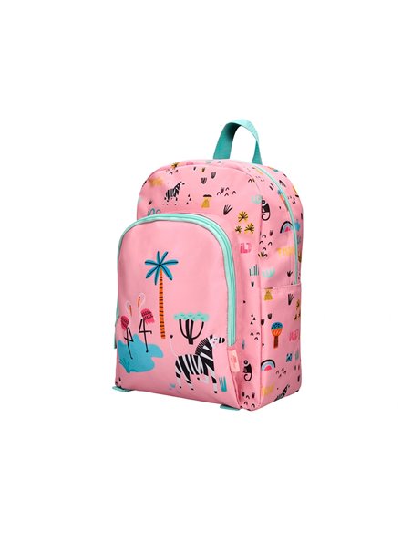 Sac a dos liderpapel baby safari motif zebre 330x100x250mm coloris rose.