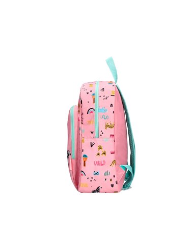 Sac a dos liderpapel baby safari motif zebre 330x100x250mm coloris rose.