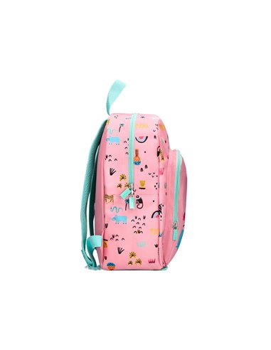 Sac a dos liderpapel baby safari motif zebre 330x100x250mm coloris rose.