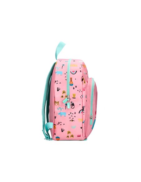 Sac a dos liderpapel baby safari motif zebre 330x100x250mm coloris rose.