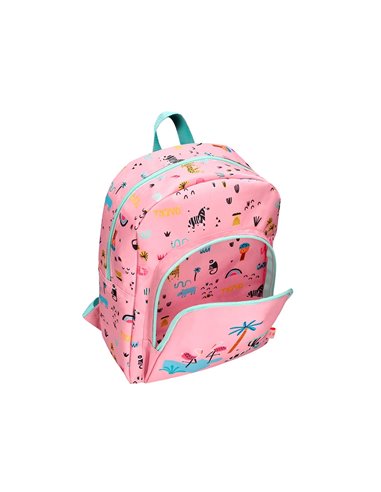 Sac a dos liderpapel baby safari motif zebre 330x100x250mm coloris rose.