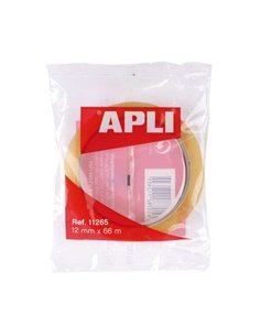 Ruban adhésif transparent Apli 12 mm x 66 m - Forte adhérence - Adhésif silencieux