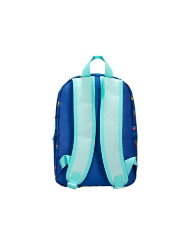 Sac a dos liderpapel baby safari motif cocodrile 330x100x250mm coloris bleu.