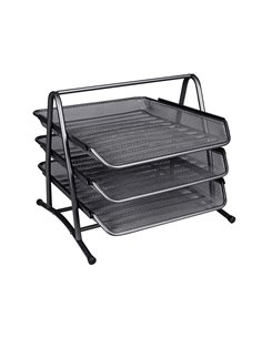 Corbeille à courrier q-connect maille métallique documents a4 350x278x275mm coloris noir set 3 unités.