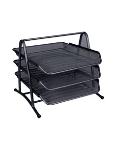 Corbeille à courrier q-connect maille métallique documents a4 350x278x275mm coloris noir set 3 unités. 2