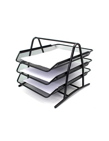 Corbeille à courrier q-connect maille métallique documents a4 350x278x275mm coloris noir set 3 unités.