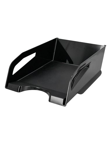 Corbeille a courrier q-connect plastique grande capacite avec poignee noire opaque 386x270x115mm.