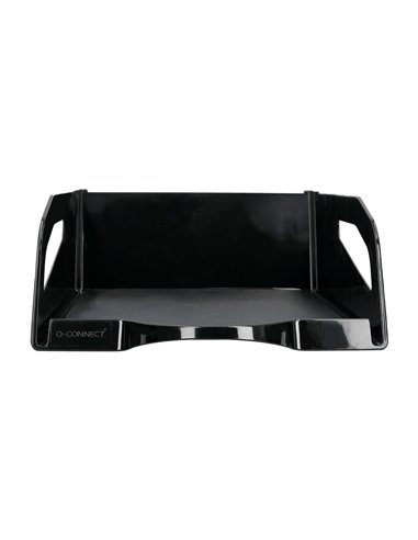 Corbeille a courrier q-connect plastique grande capacite avec poignee noire opaque 386x270x115mm.