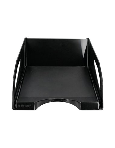 Corbeille a courrier q-connect plastique grande capacite avec poignee noire opaque 386x270x115mm.