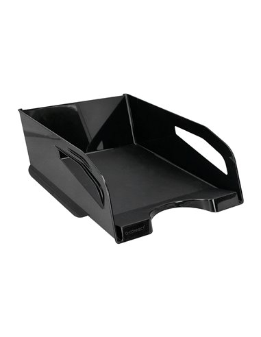 Corbeille a courrier q-connect plastique grande capacite avec poignee noire opaque 386x270x115mm.