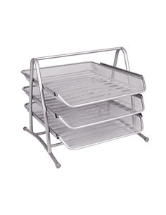 Corbeille à courrier q-connect maille métallique documents a4 350x278x275mm coloris gris set 3 unités. 2