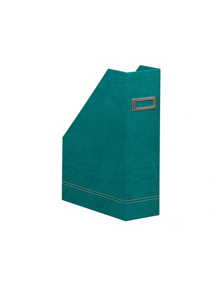 Porte-revues rhodiarama simil cuir paon velout 10x25x31 cm.