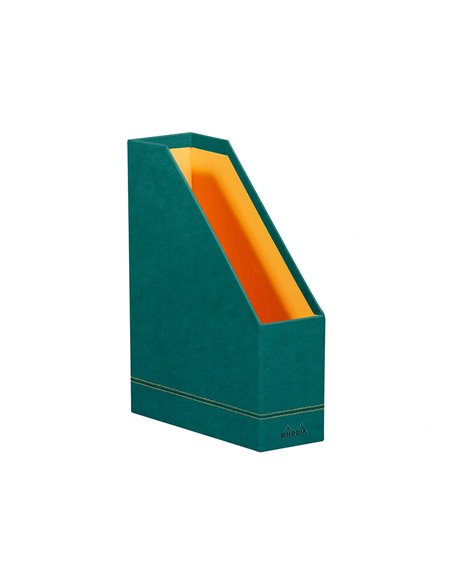 Porte-revues rhodiarama simil cuir paon velout 10x25x31 cm.
