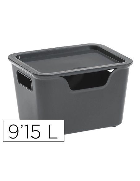 Boite multirangement cep bella pp couvercle et poignees contenance 9,15l coloris gris.