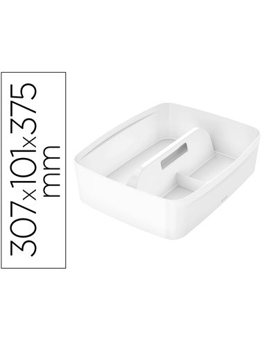Plateau rangement leitz mybox poignee de transport 307x101x375mm blanc.