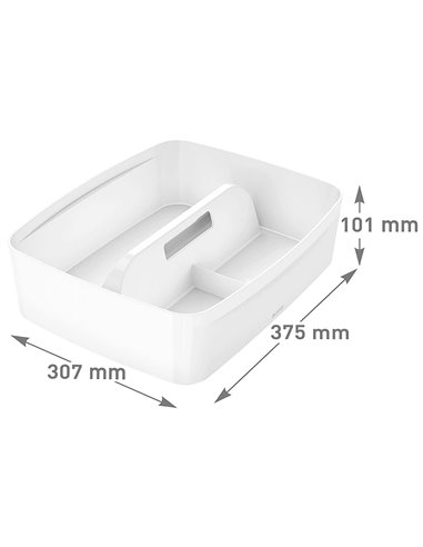 Plateau rangement leitz mybox poignee de transport 307x101x375mm blanc.