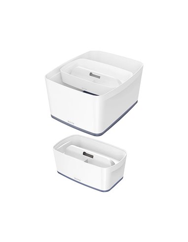Plateau rangement leitz mybox poignee de transport 307x101x375mm blanc.
