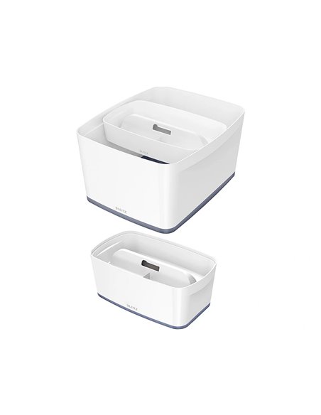 Plateau rangement leitz mybox poignee de transport 307x101x375mm blanc.