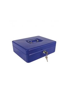 Caisse a monnaie wonday en metal avec casier amovible serrure a cylindre coloris bleue.