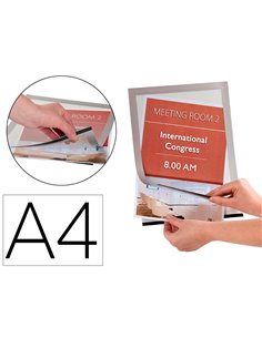 Cadre affichage q-connect magnétique a4 dos adhésif repositionnable coloris argent pack 2 unités.