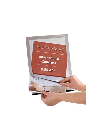 Cadre affichage q-connect magnétique a4 dos adhésif repositionnable coloris argent pack 2 unités.