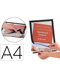 Cadre affichage q-connect magnétique a4 dos adhésif repositionnable coloris noir pack 2 unités.