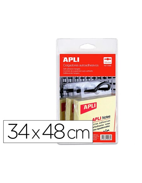 Crochet de suspension auto-adhesif apli agipa attaches plastique format 34x48cm blister 100 unites.