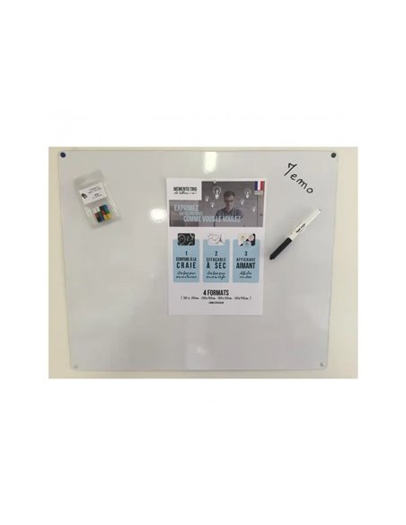 Tableau memento trio wonday 3 formes tableau noir blanc effacable a sec et aimant 48 x 58 cm.