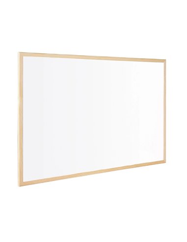 Tableau q-connect mélaminé cadre bois lisse lavable stabilité marqueurs spéciaux accessoires fixation mur 90x60cm.