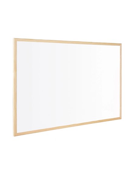 Tableau q-connect mélaminé cadre bois lisse lavable stabilité marqueurs spéciaux accessoires fixation mur 90x60cm.