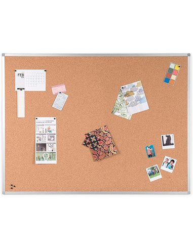 Tableau liège q-connect mural cadre aluminium résistance humidité accessoires fixation mur 1mm épaisseur 60x45cm.