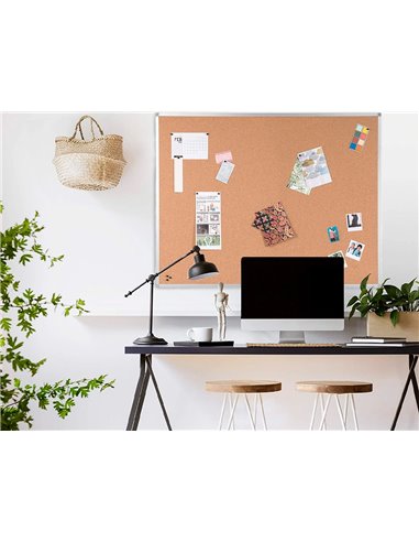 Tableau liège q-connect mural cadre aluminium résistance humidité accessoires fixation mur 1mm épaisseur 60x45cm.